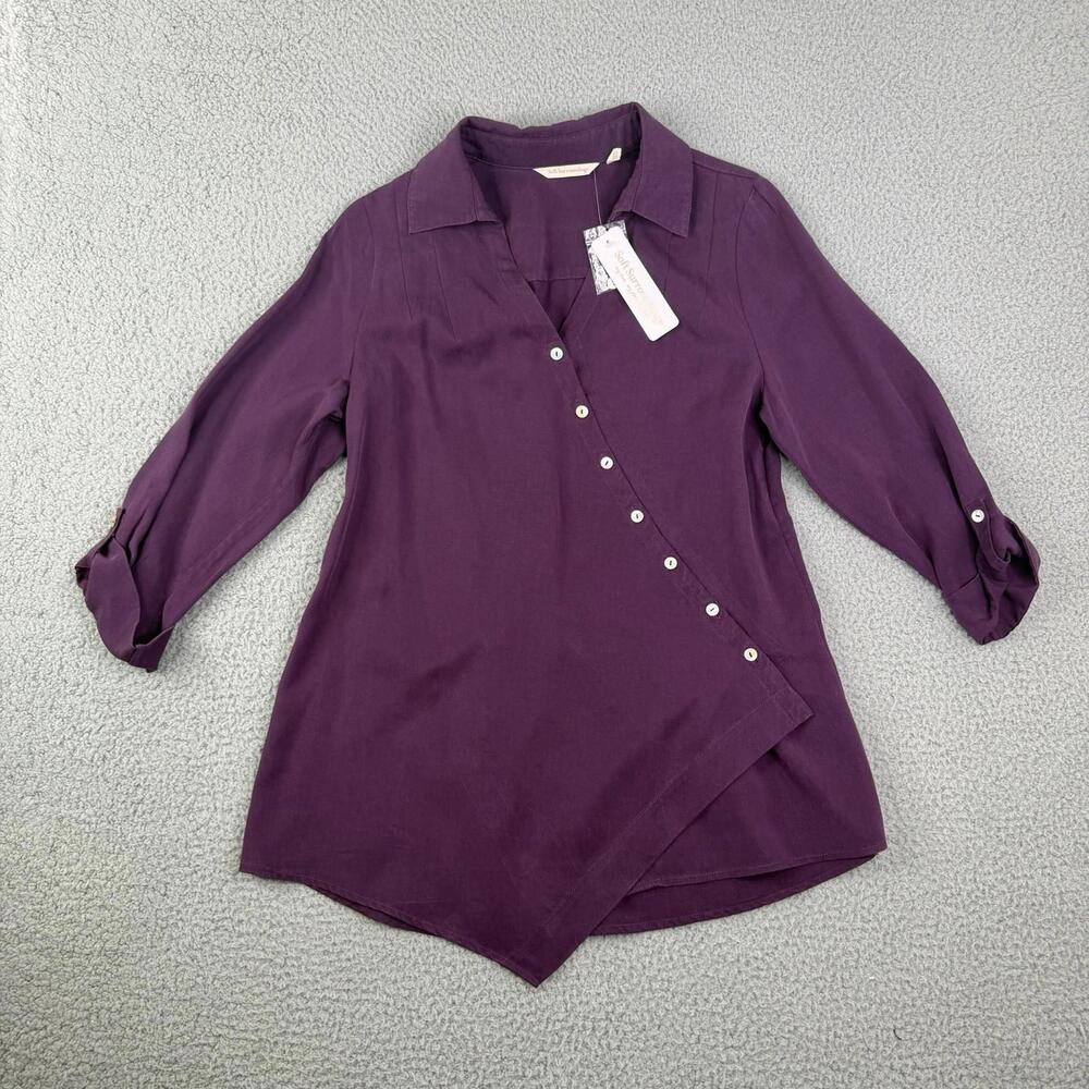 NWT Soft Surroundings Asymmetrical Tunic Tencel Top Eggplant Purple Women's PS